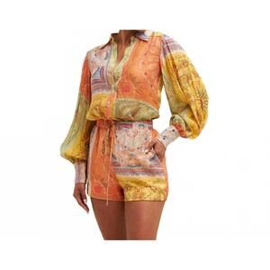 NEW LUXXEL luxe patchwork shorts set in orange multi